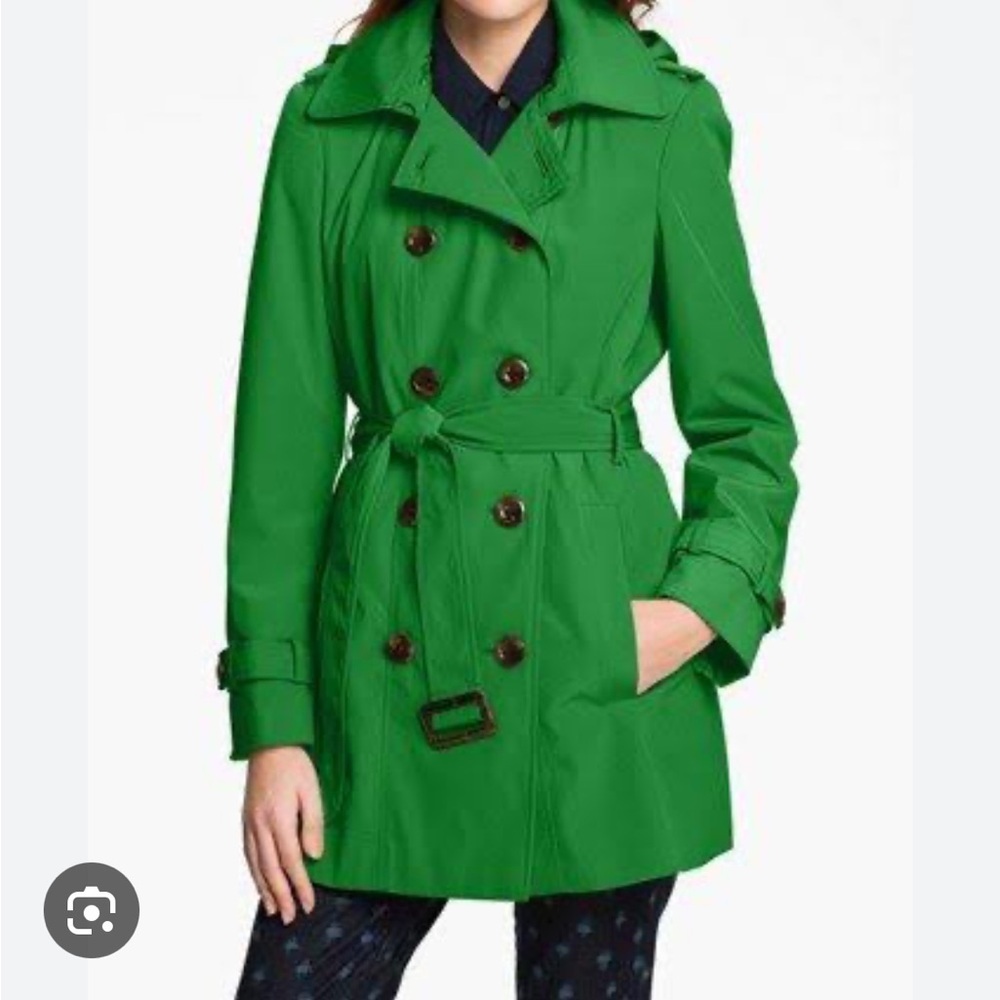 Calvin Klein Vibrant Green Trench Coat - Size XS (NWOT)